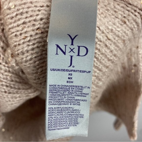 NYDJ Sequin Oversized Ntral Sweater XS Cream Pink Cameo - Picture 6 of 13